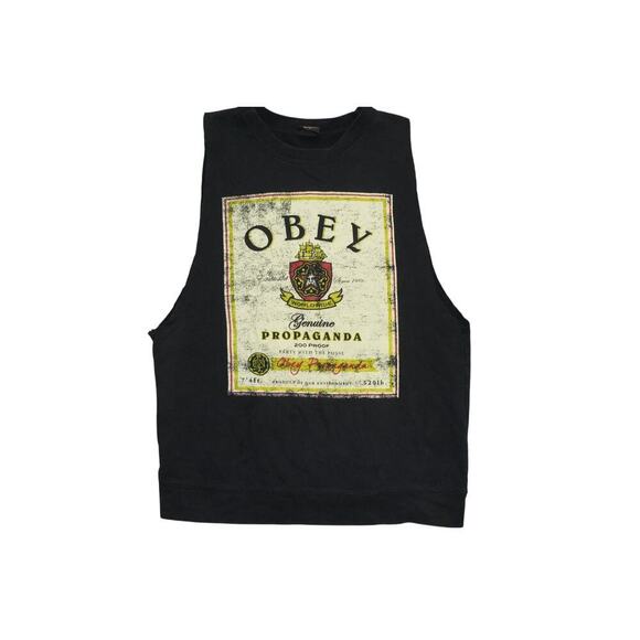 Obey “Genuine Propaganda” Cutoff Sleeveless Sweatshirt – Size M - Picture 2 of 7